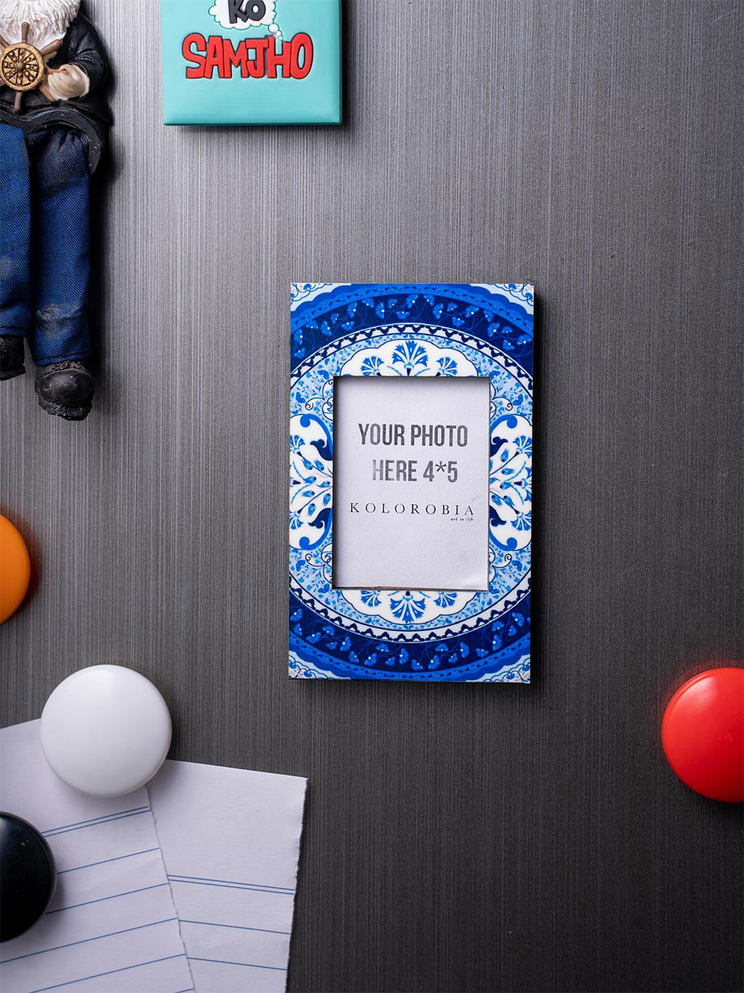 KOLOROBIA White & Blue Truck Art Photoframe Magnet