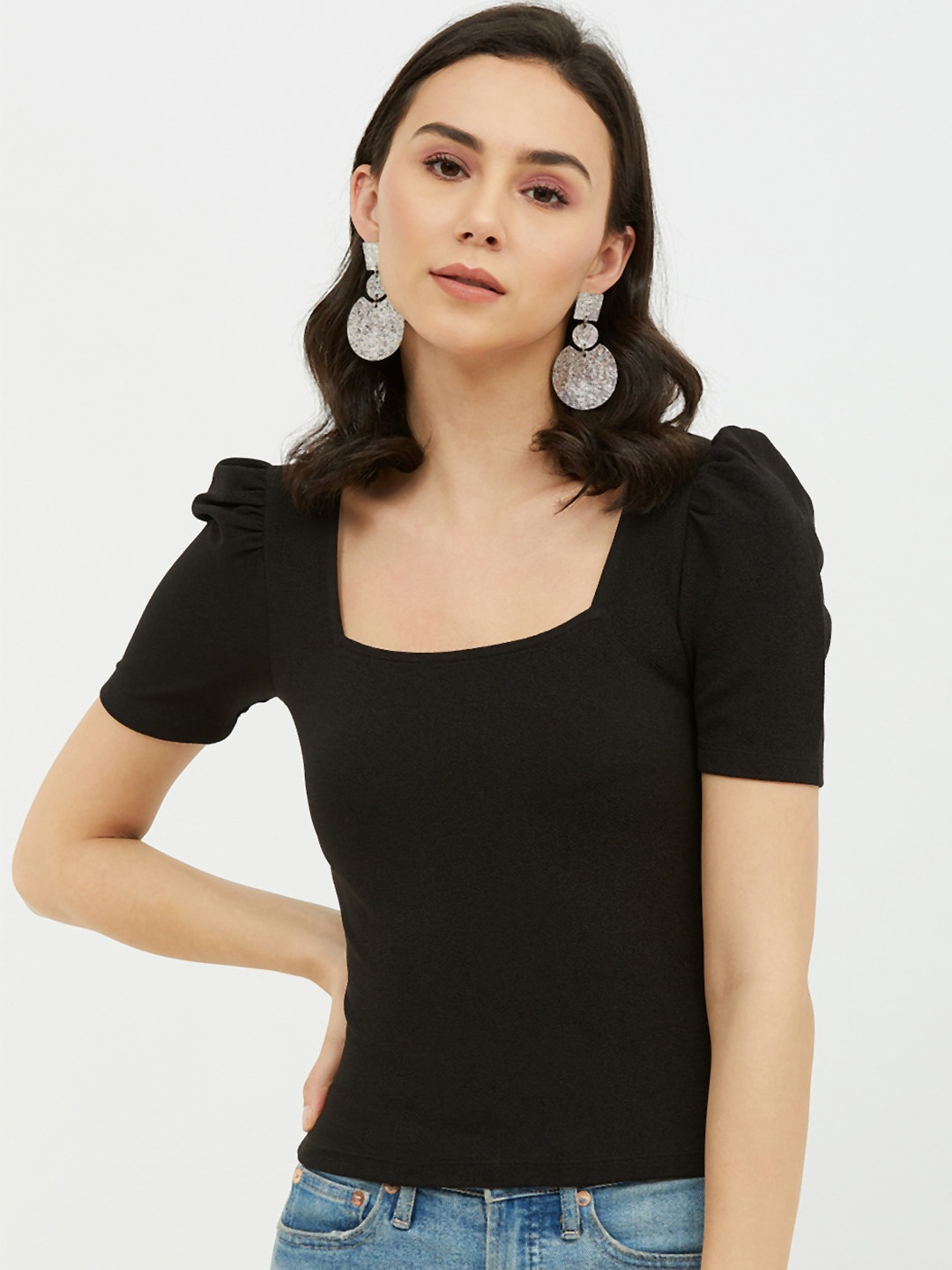 Harpa Black Fitted Top