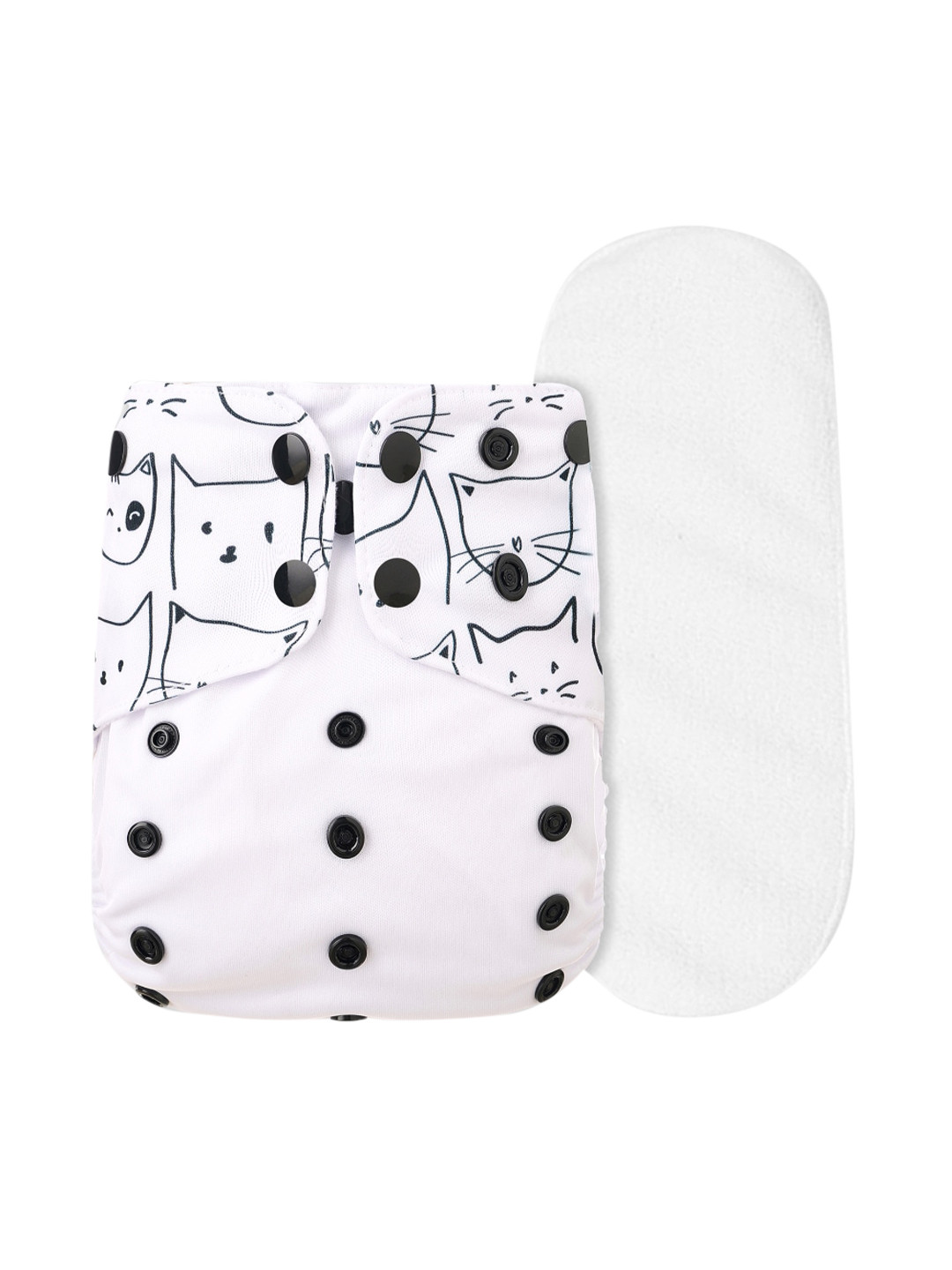 GUCHIGU Kids White & Black Printed Cloth Washable Diaper