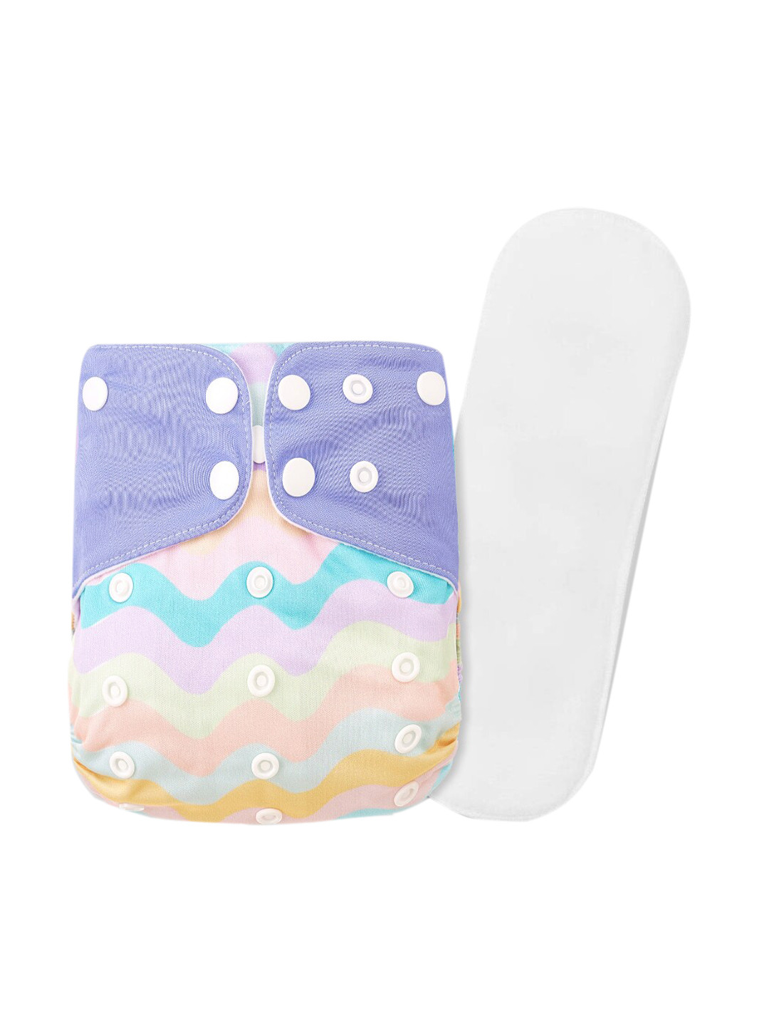 GUCHIGU Kids White & Purple Printed Cloth Washable Diapers