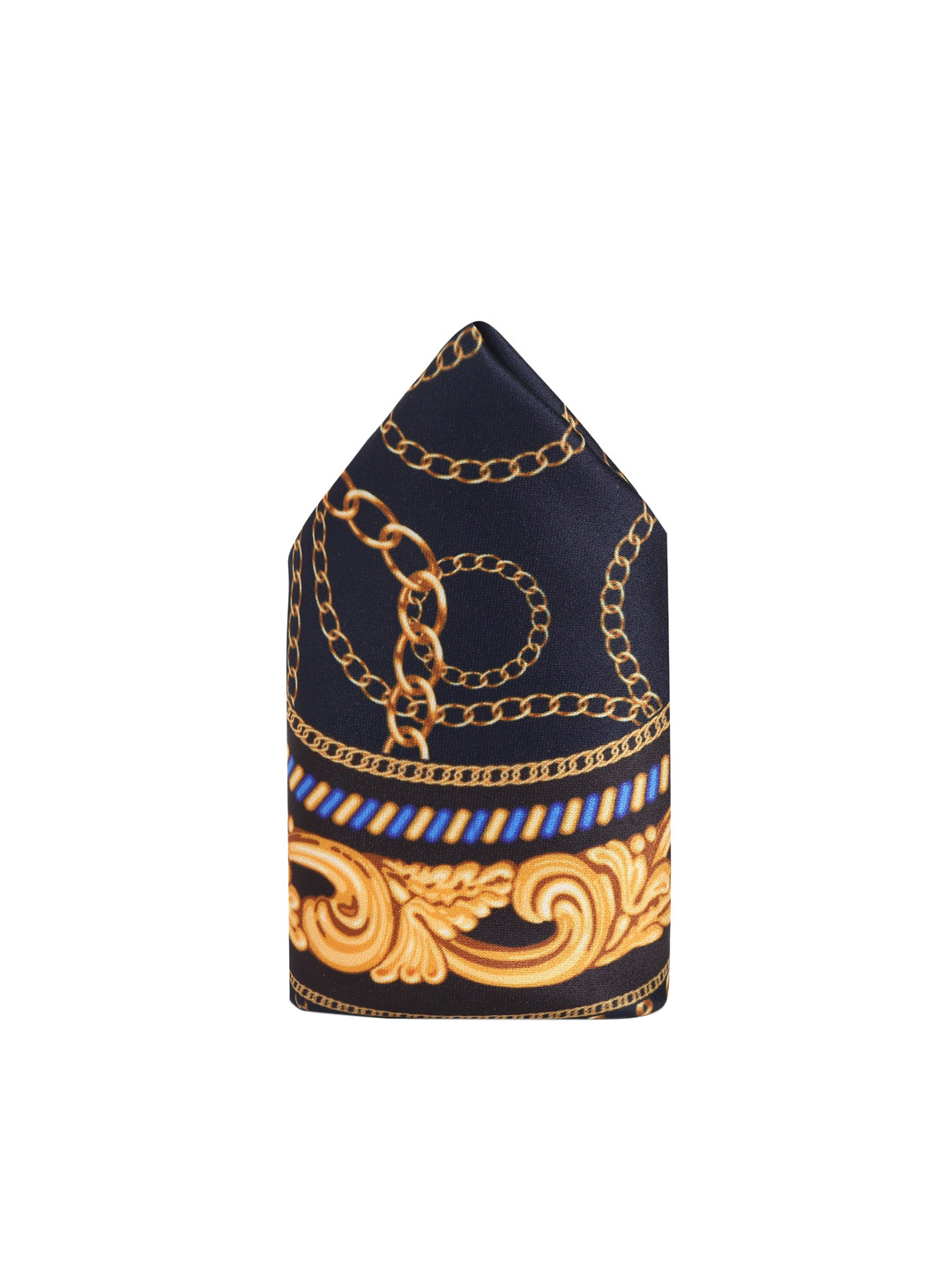 Tossido Men Black & Gold-Coloured Printed Pocket Square
