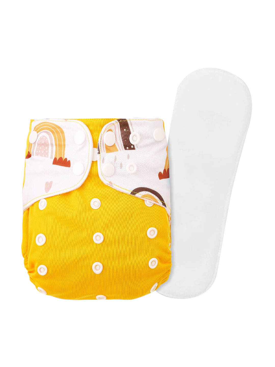 GUCHIGU Kids Yellow & White Printed Cloth Washable Diapers