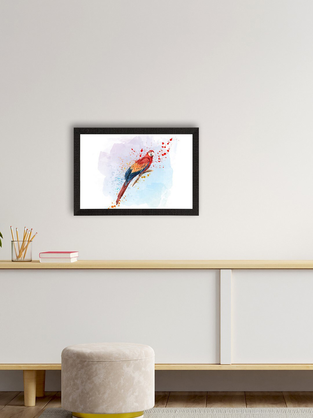 eCraftIndia Parrot Printed Square UV Art Paintings Wall Art - 10x14In