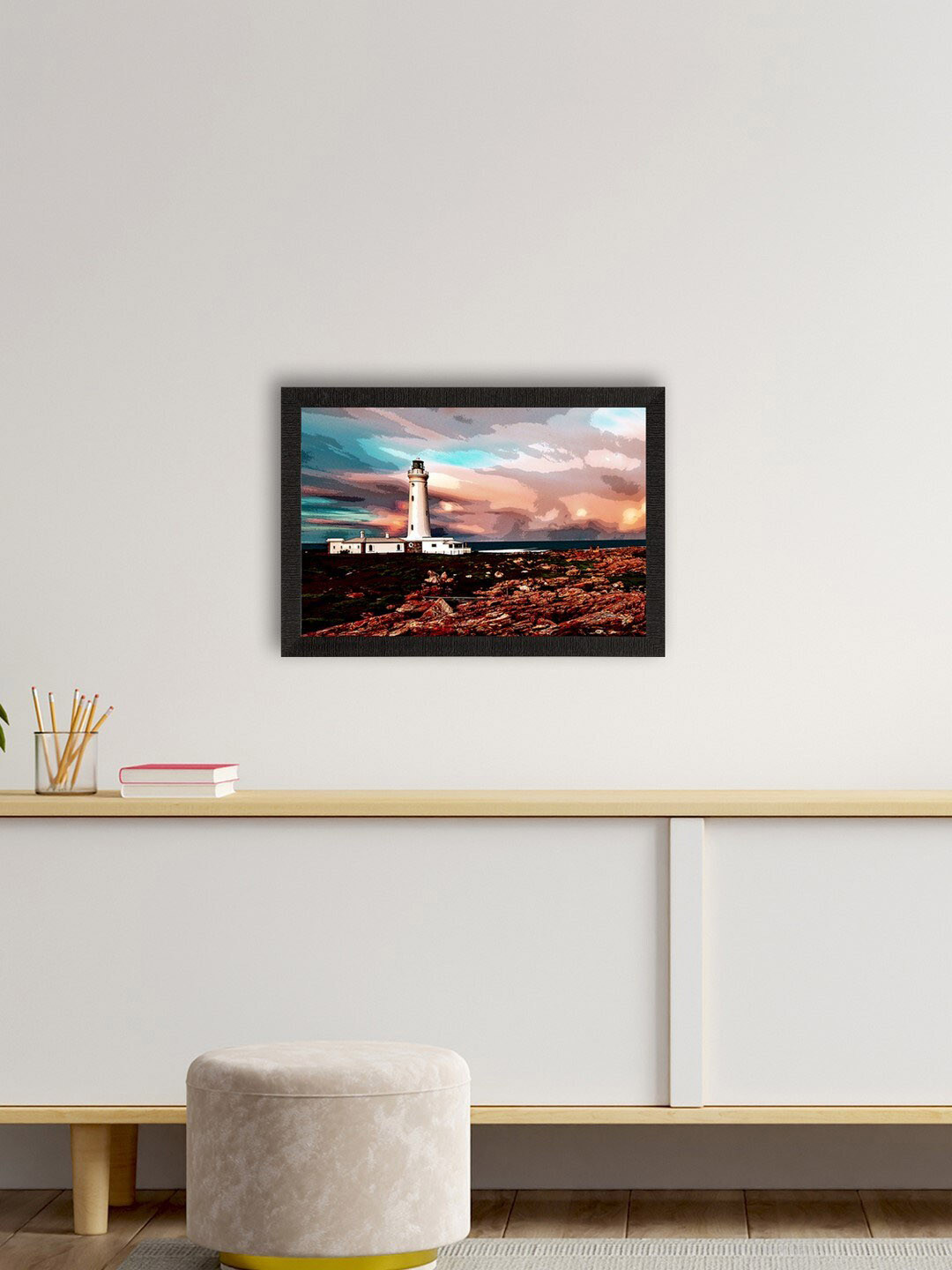 eCraftIndia Brown Paper Wall Home Office Rectangle Paintings Wall Art -9.84 x 13.78In