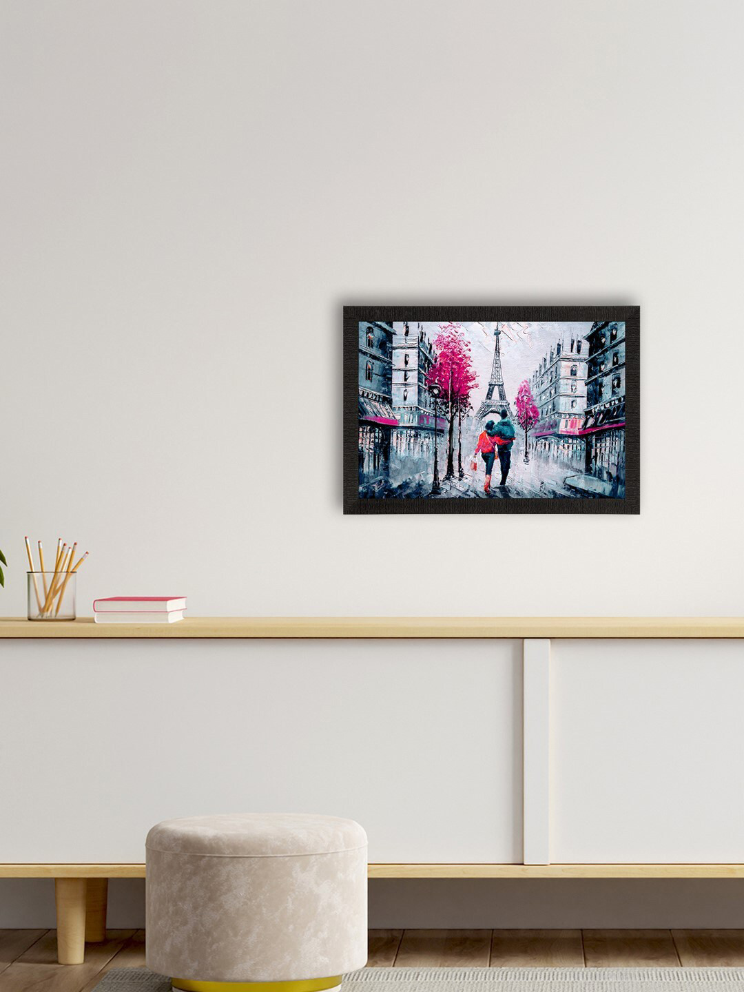 eCraftIndia Effiel Tower Paper Wall Rectangle Paintings Wall Art - 14 x 10In