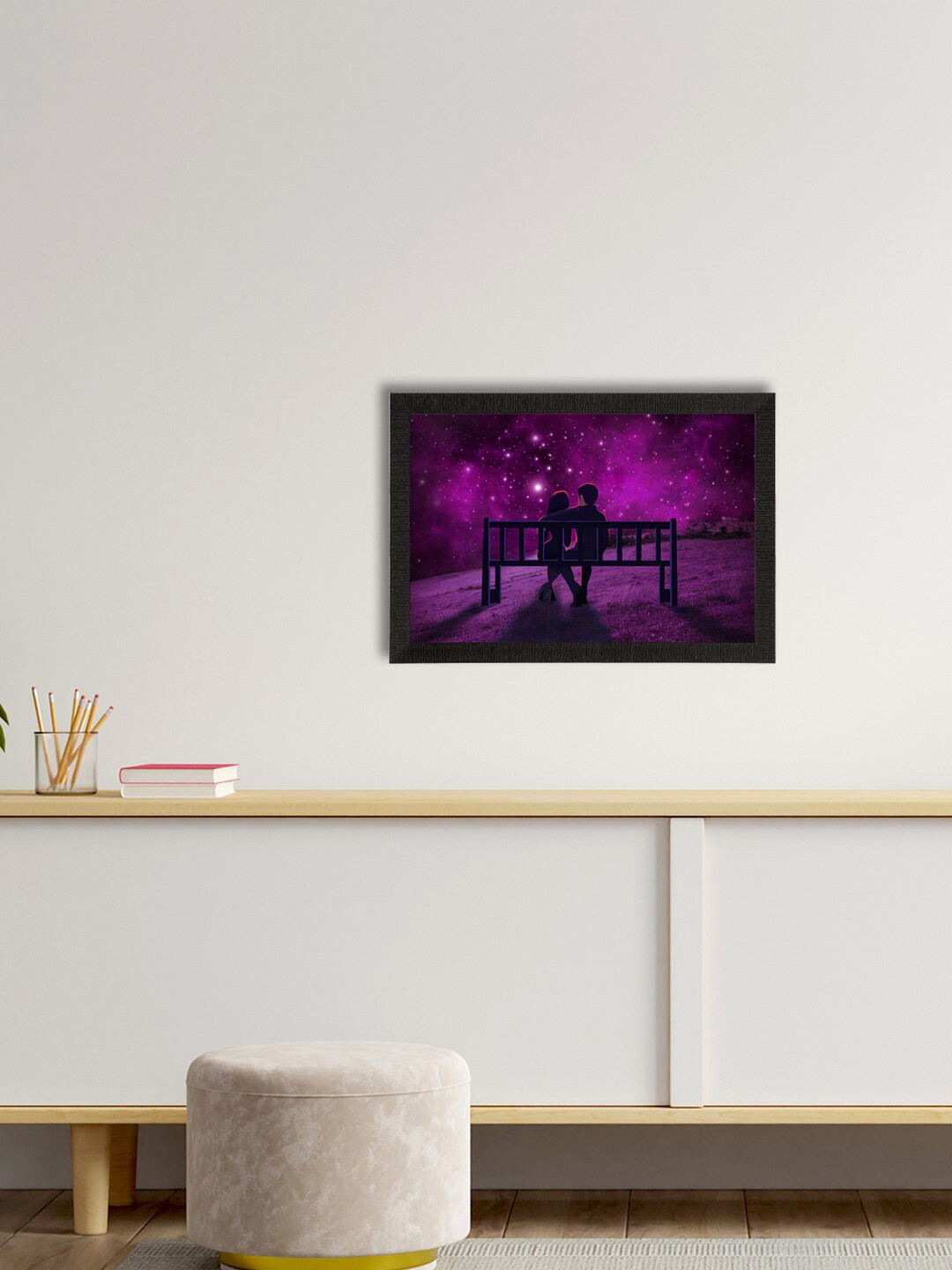 eCraftIndia Purple & Navy Valentine Theme Satin Matte Texture UV Wall Painting