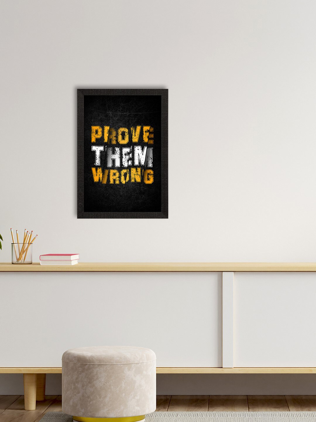 eCraftIndia Black & Yellow Prove Them Wrong Motivational Quote Satin Matt Texture UV Art Painting