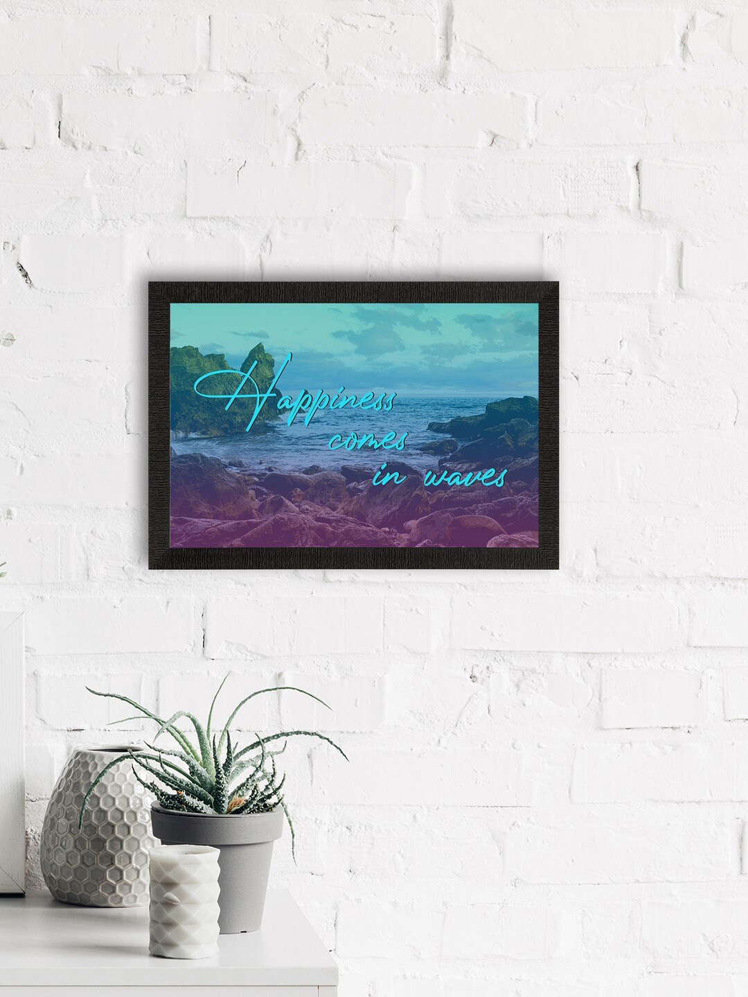 eCraftIndia Purple & Blue Beach View Satin Matt Texture UV Art Painting