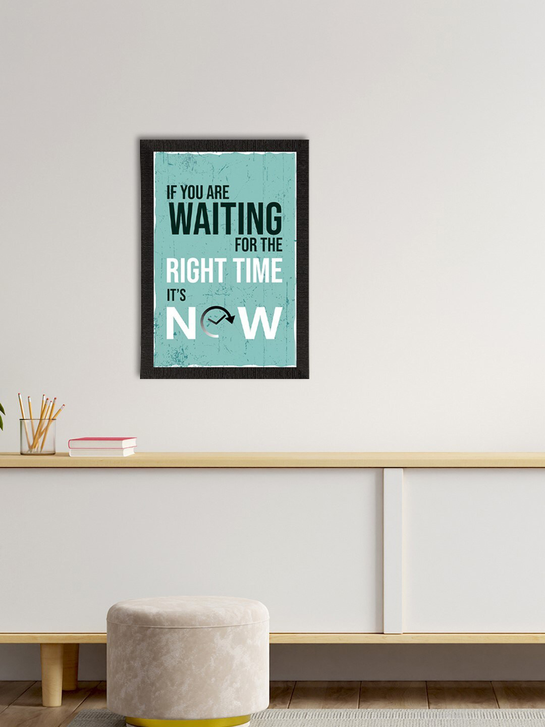 eCraftIndia Green & White Motivational Quote Satin Matt Texture UV Art Painting