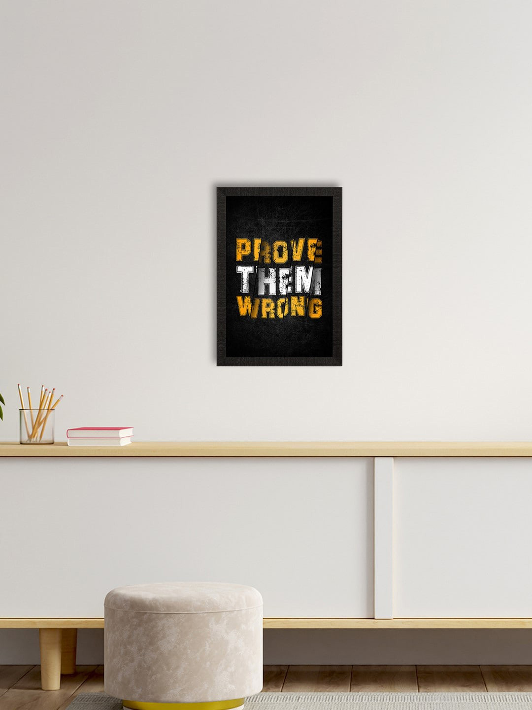 eCraftIndia Black & Yellow Motivational Quote Satin Matte Texture UV Wall Painting