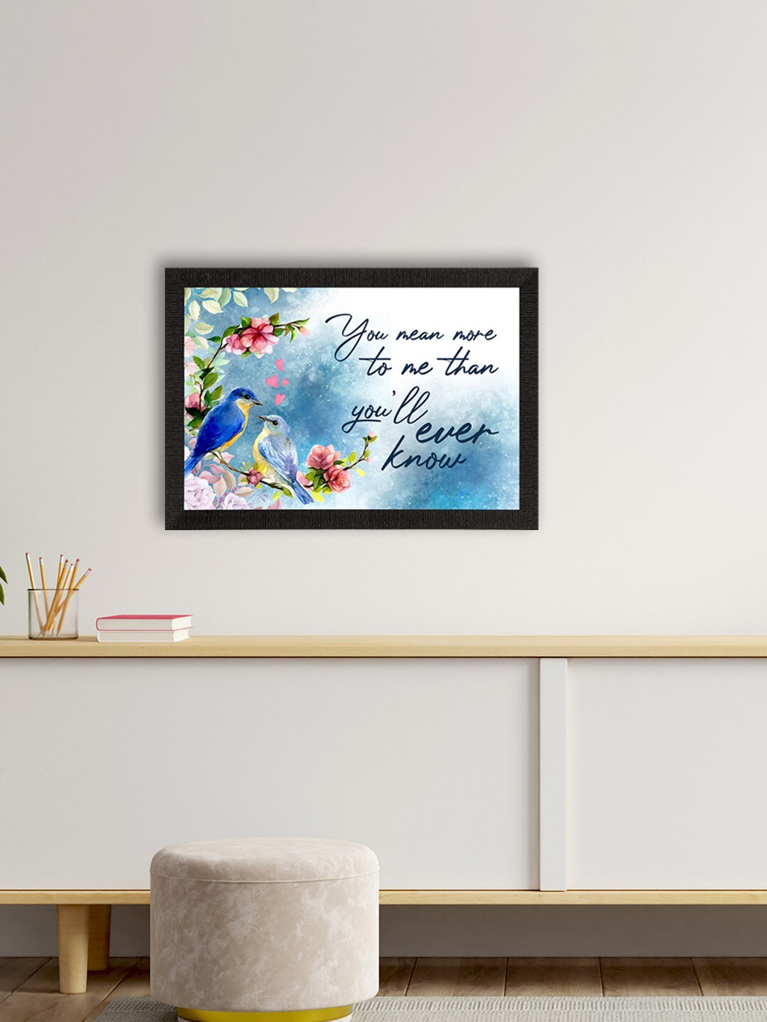 eCraftIndia Milticoloured Love Theme Quote Satin Matt Texture UV Art Painting