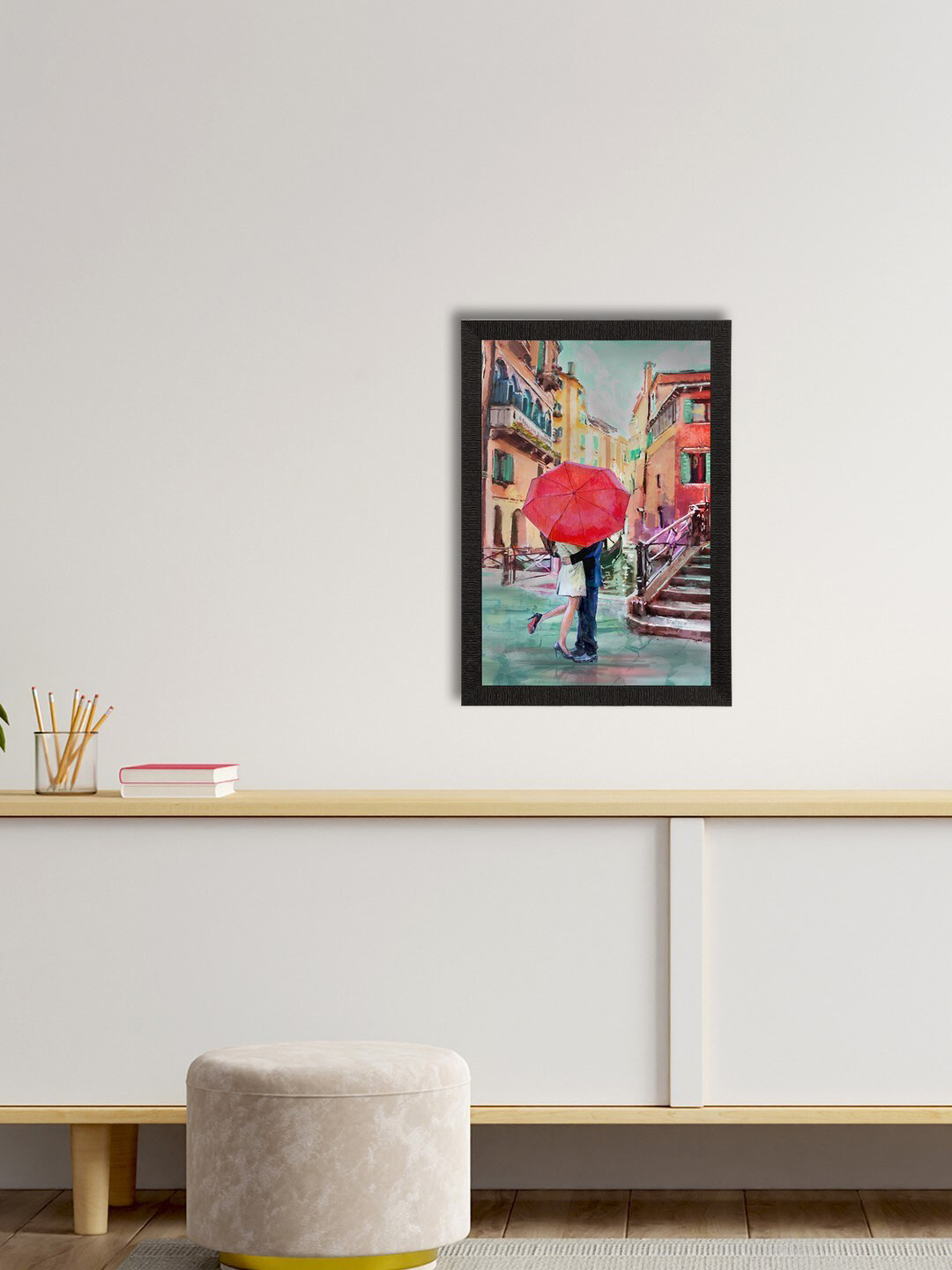 eCraftIndia Multicoloured Romantic Couple Theme Satin Matte Texture UV Wall Painting