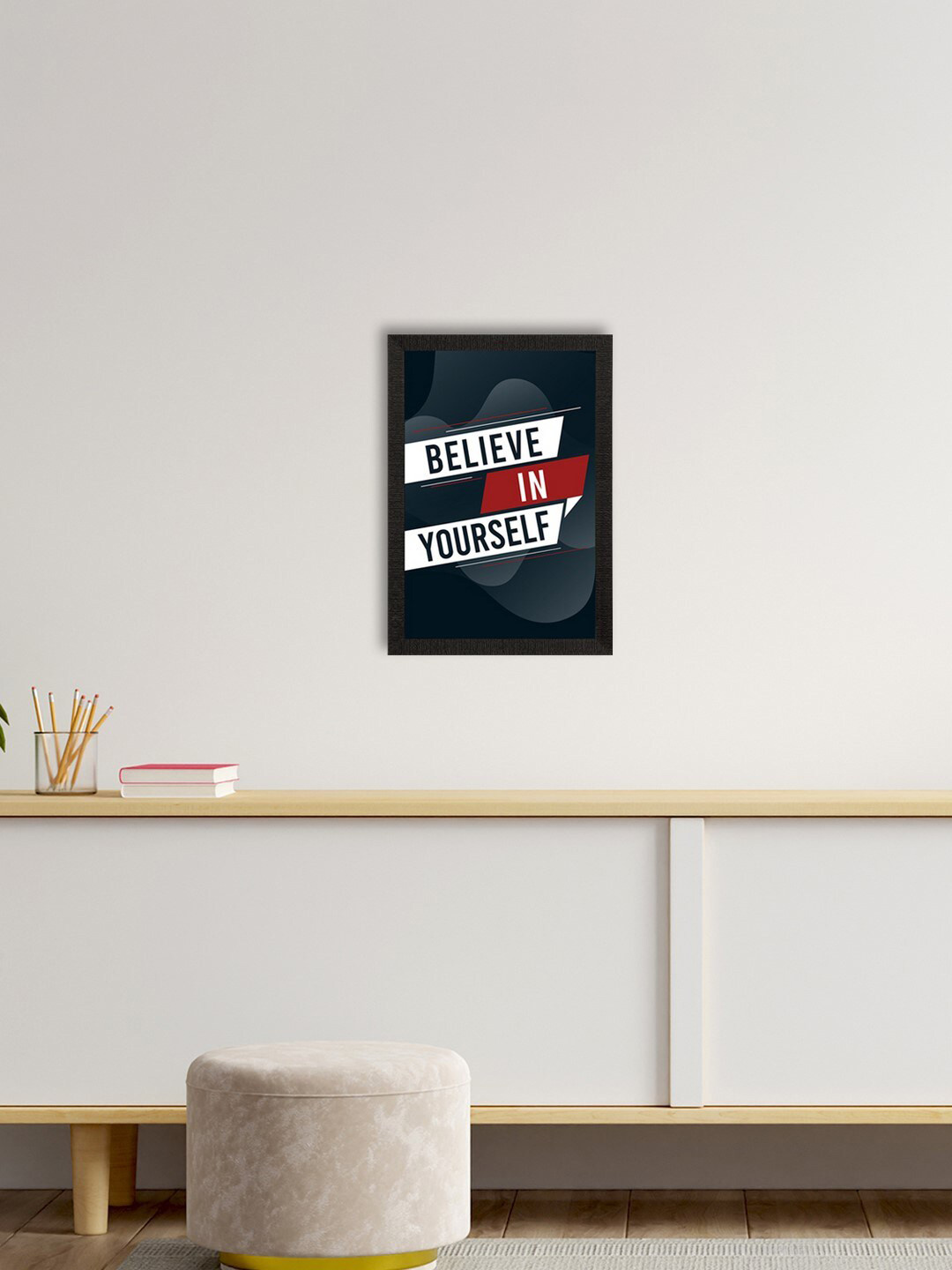 eCraftIndia Navy & White Motivational Quote Satin Matte Texture UV Wall Painting