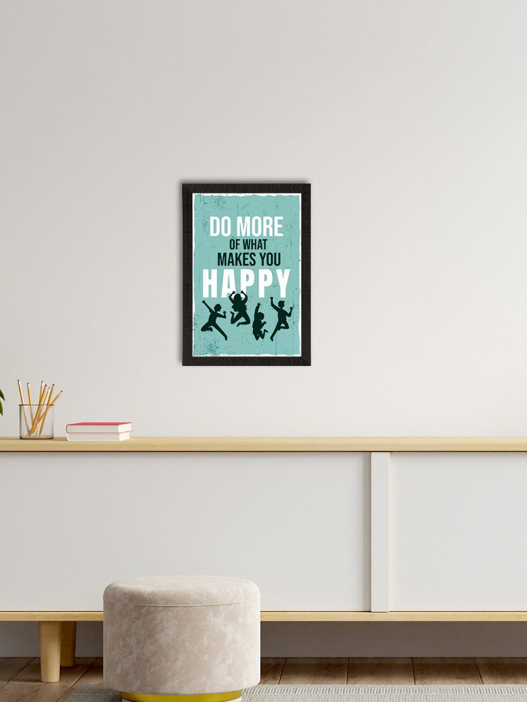 eCraftIndia Mint Green & White Motivational Quote Satin Matte Texture UV Wall Painting