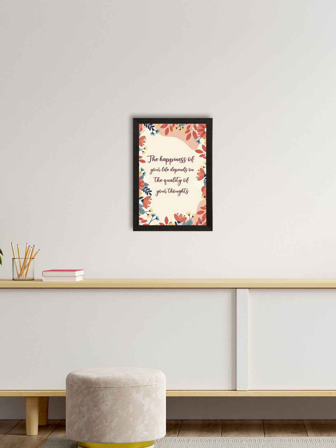 eCraftIndia Quotes Synthetic Wood Living Room Rectangle Paintings Wall Art -13.92 x 10In