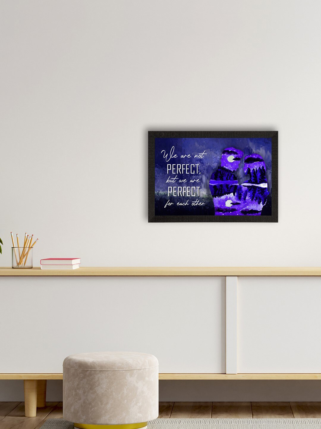 eCraftIndia Blue & Black Valentine Theme Satin Matte Texture UV Wall Painting