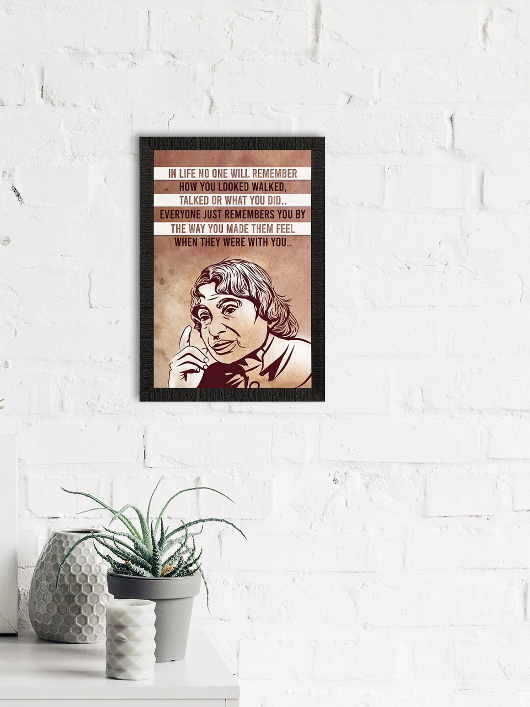 eCraftIndia Brown & White A.P.J Abdul Kalam Motivational Quote Wall Painting