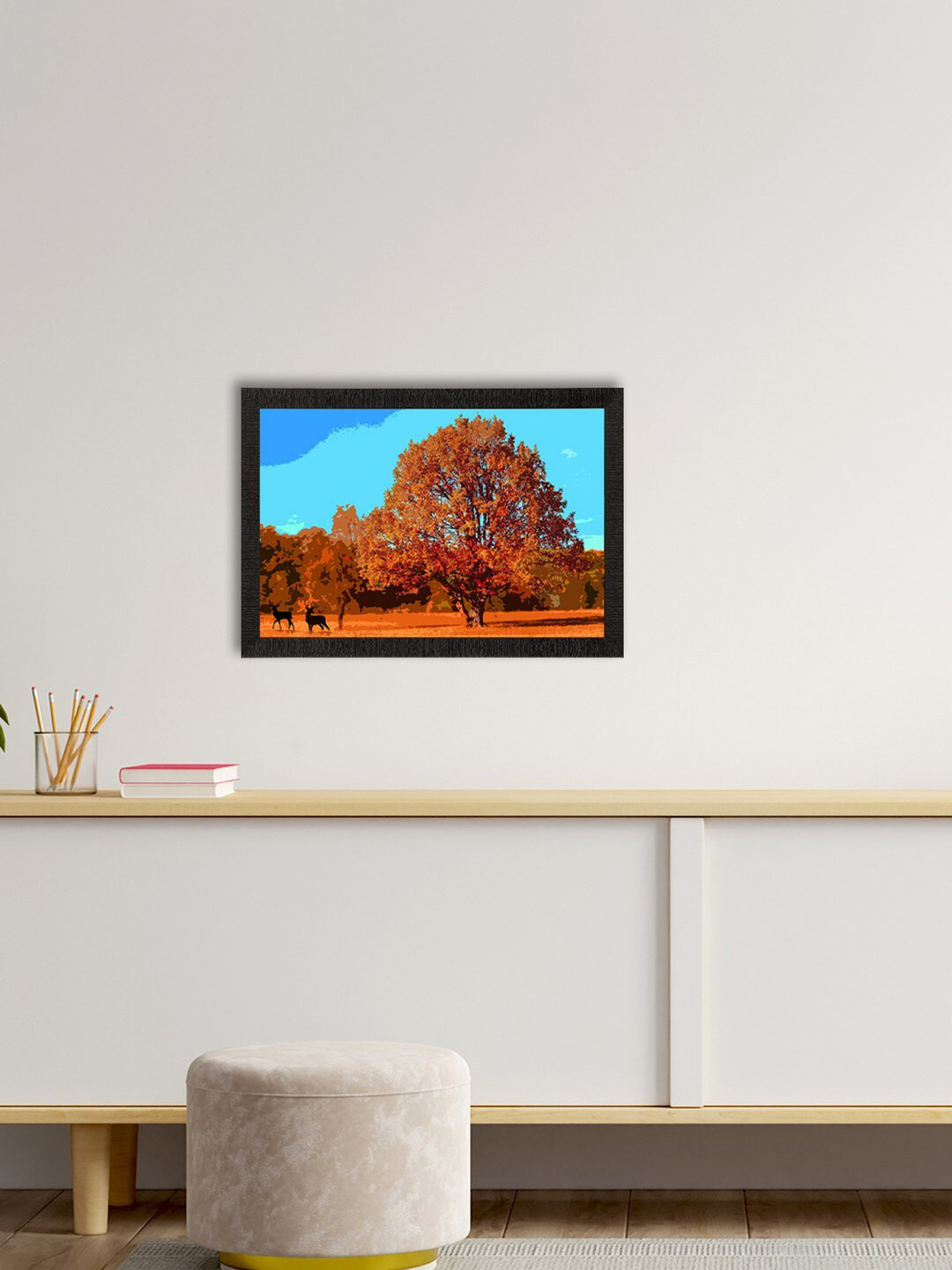 eCraftIndia Autumn Season View Paper Wall Rectangle Paintings Wall Art -10 x 14 In