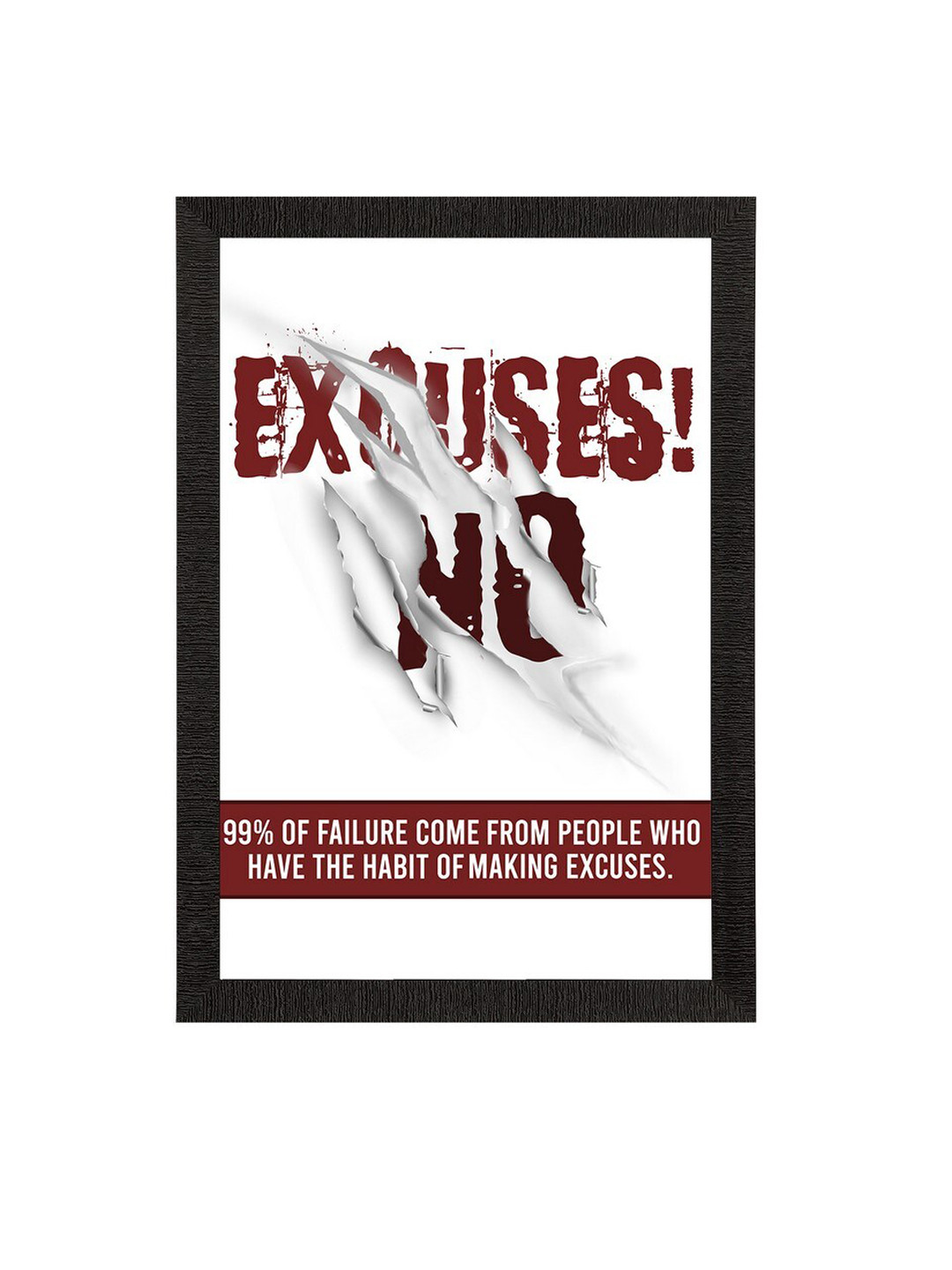 eCraftIndia White & Maroon Motivational Quote Satin Matte Texture UV Wall Painting