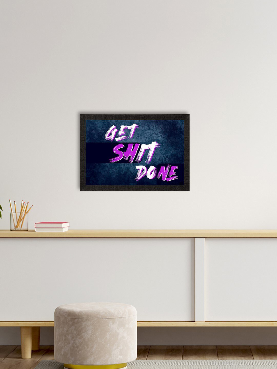 eCraftIndia Navy & Purple Motivational Quote Satin Matte Texture UV Wall Painting