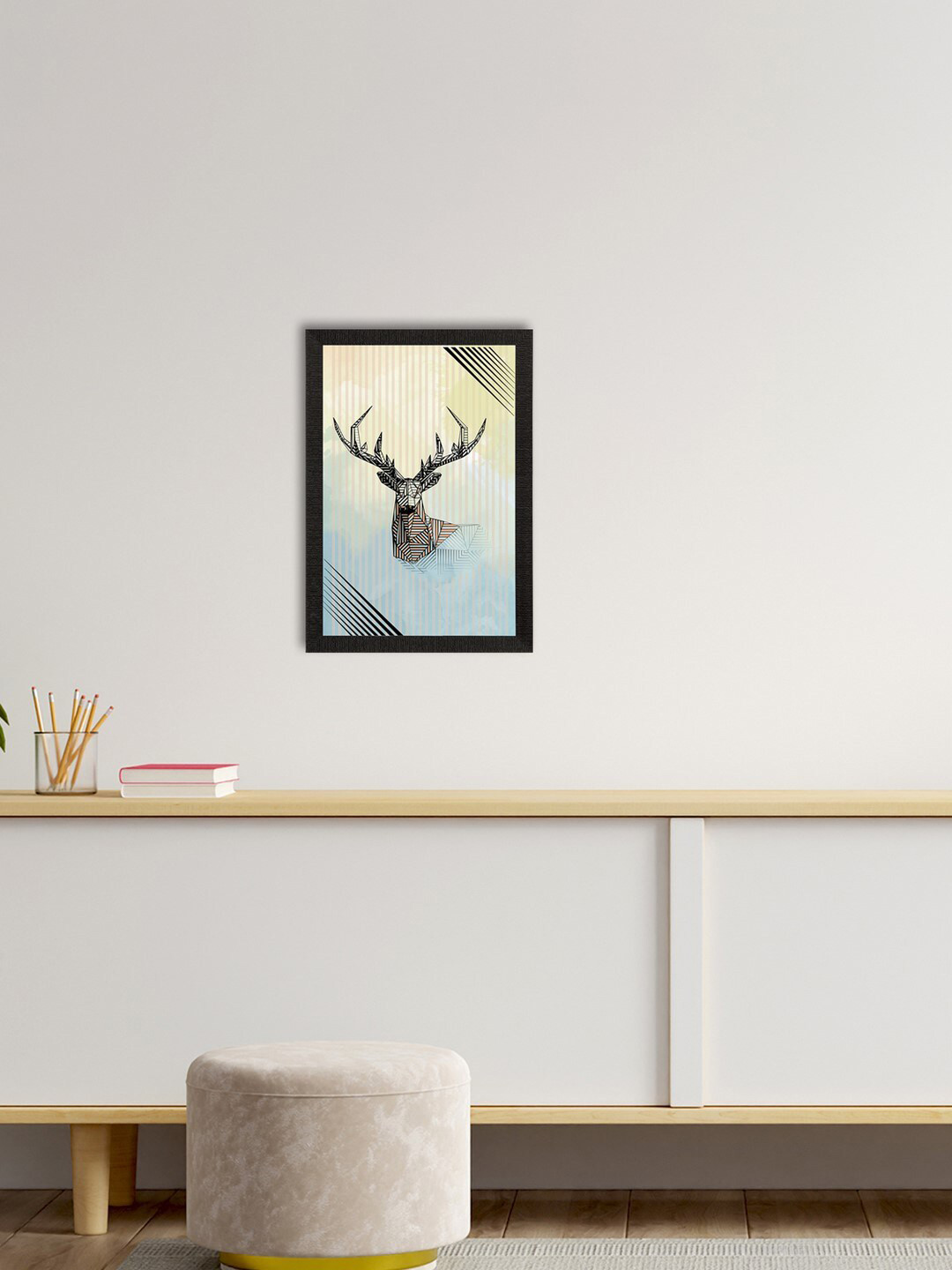 eCraftIndia Yellow & Blue Reindeer Satin Matt Texture UV Wall Art