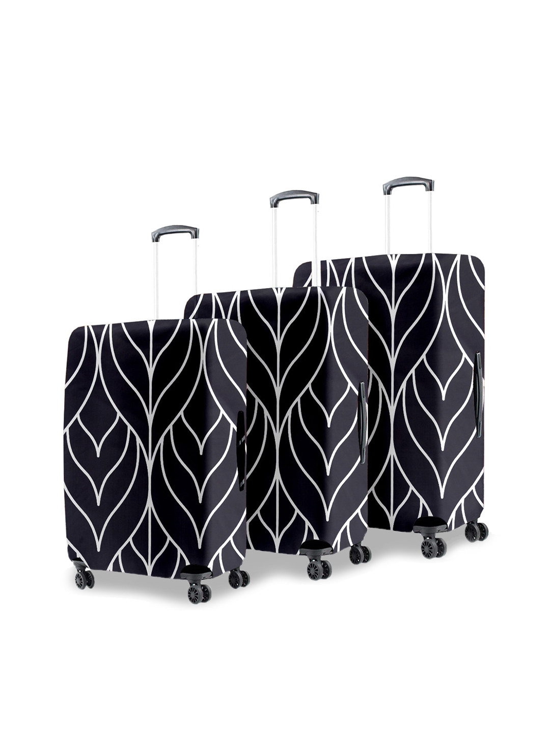 Cortina Set Of 3 Black Printed Trolley Bag Covers
