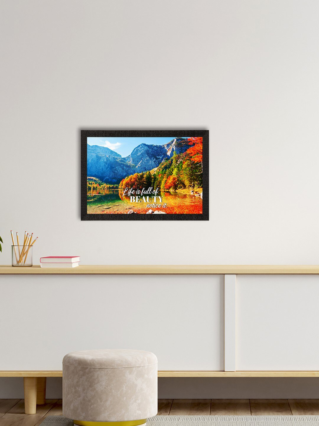 eCraftIndia Life Is Full Of Beauty Synthetic Wood Wall Paintings Wall Art -10 x 14In