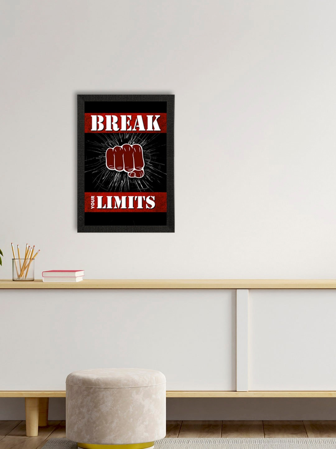 eCraftIndia Black & Red Motivational Quote Satin Matt Texture UV Art Painting
