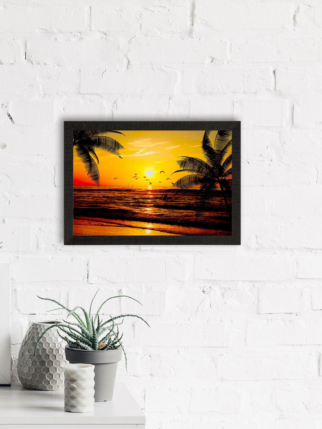 eCraftIndia Yellow Paper Wall Living Room Rectangle Potrait Paintings Wall Art -10 x 14In