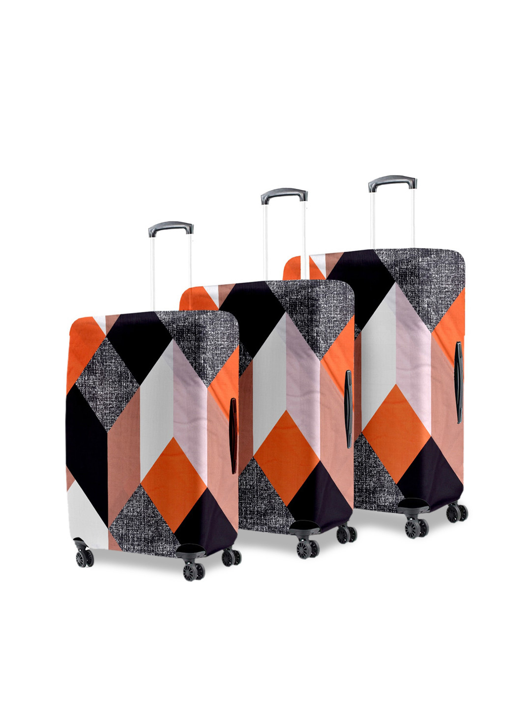 Cortina Set Of 3 Maroon Printed Trolley Bag Covers