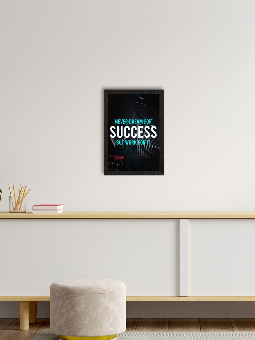 eCraftIndia Black & White Motivational Quote Satin Matte Texture UV Wall Painting