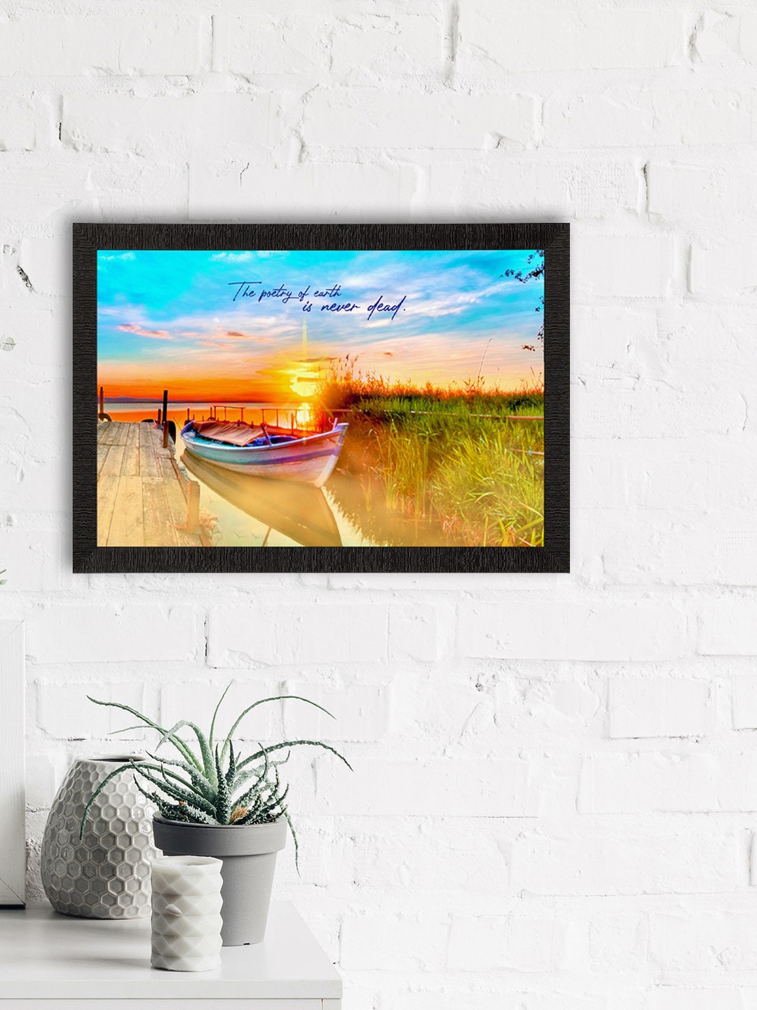 eCraftIndia The Poetry of Earth is Never Dead Synthetic Wood Paintings Wall Art -14 x20 In