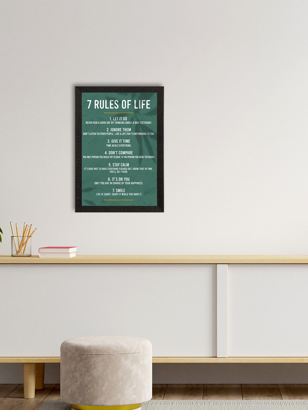 eCraftIndia Green & White Motivational Quote Satin Matte Texture UV Wall Painting