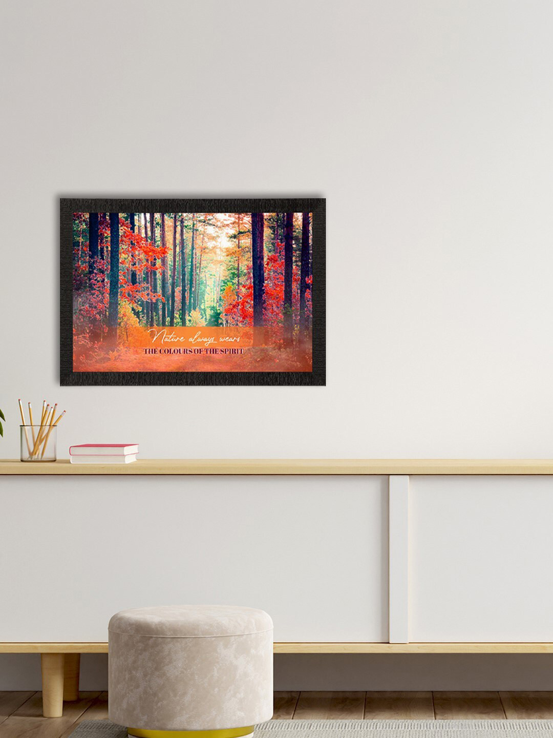 eCraftIndia Orange & Green Forest Landscape View Satin Matte Texture UV Wall Painting
