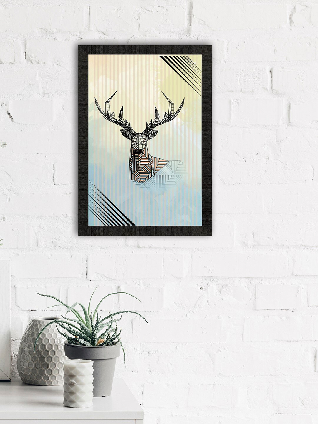 eCraftIndia Yellow & Black Reindeer Satin Matte Texture UV Wall Painting