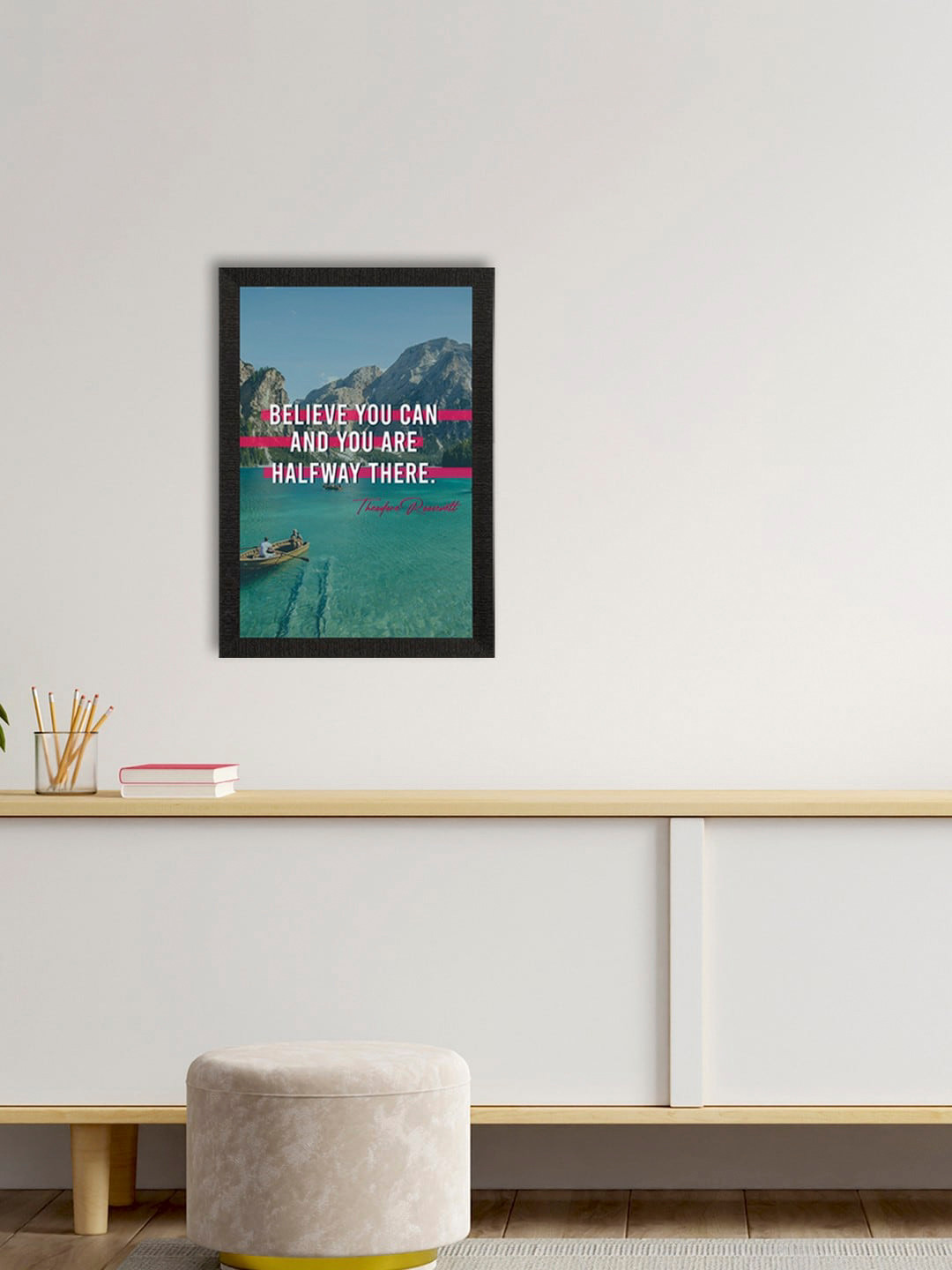 eCraftIndia Believe You Can & You Are Half Way There Rectangle Paintings Wall Art-14x20In