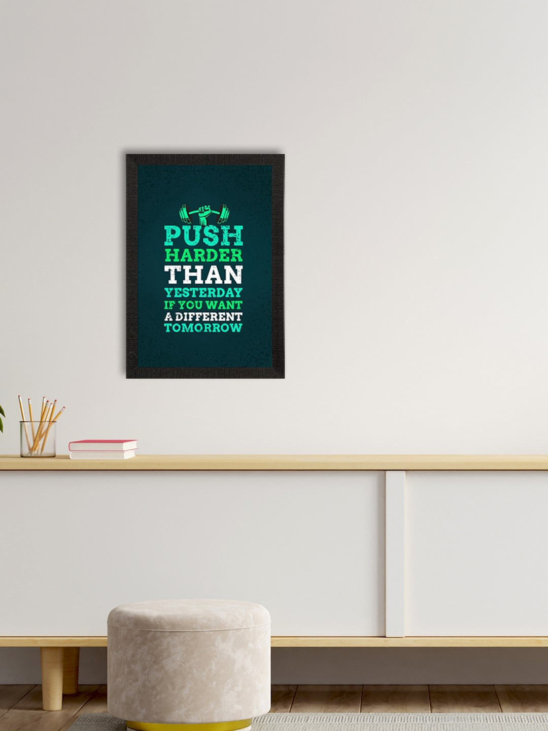 eCraftIndia Push Harder Synthetic Wood Wall Rectangle Paintings Wall Art -14 x 20 In