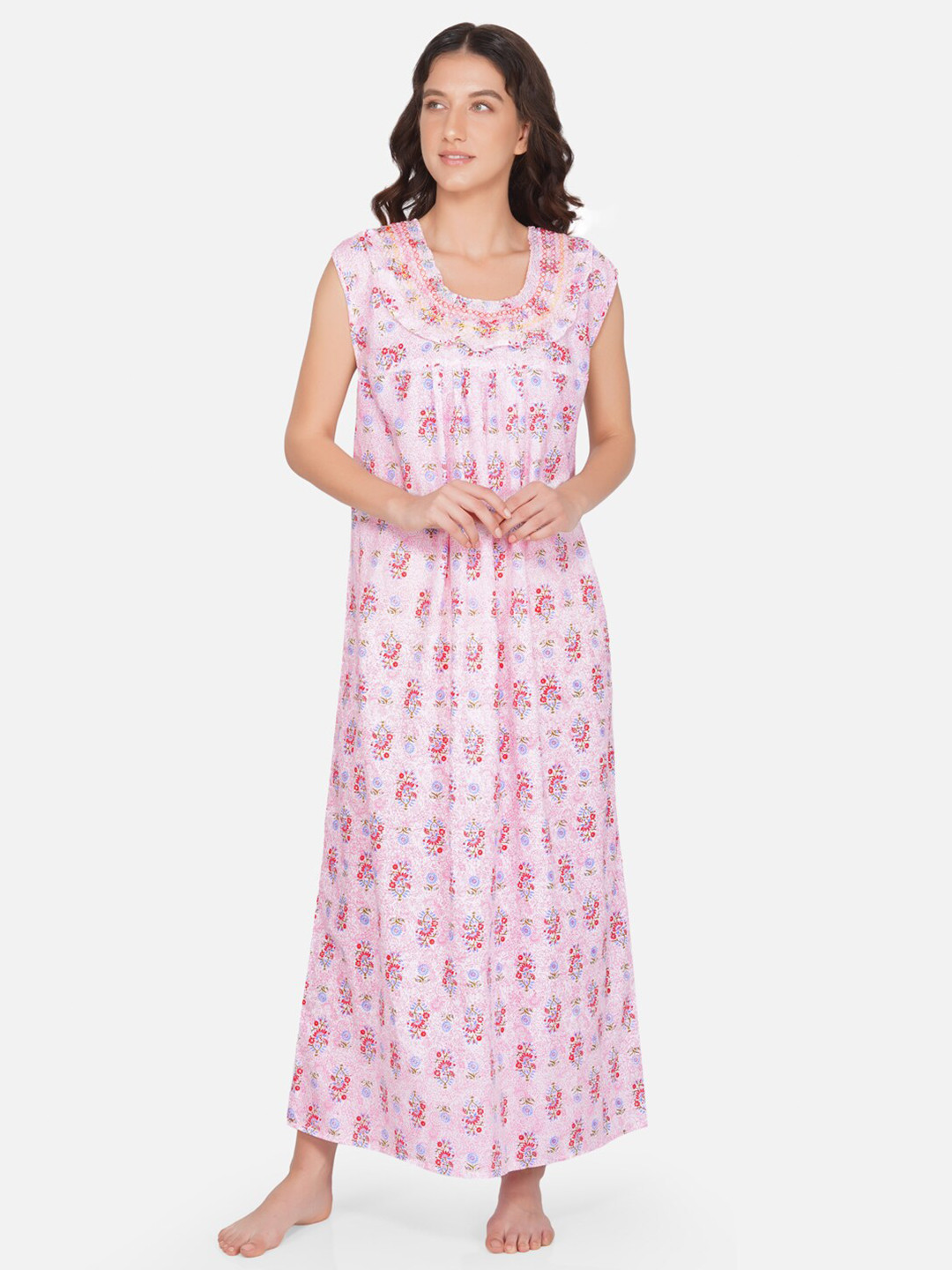 CIERGE Pink & Blue Printed Nightdress