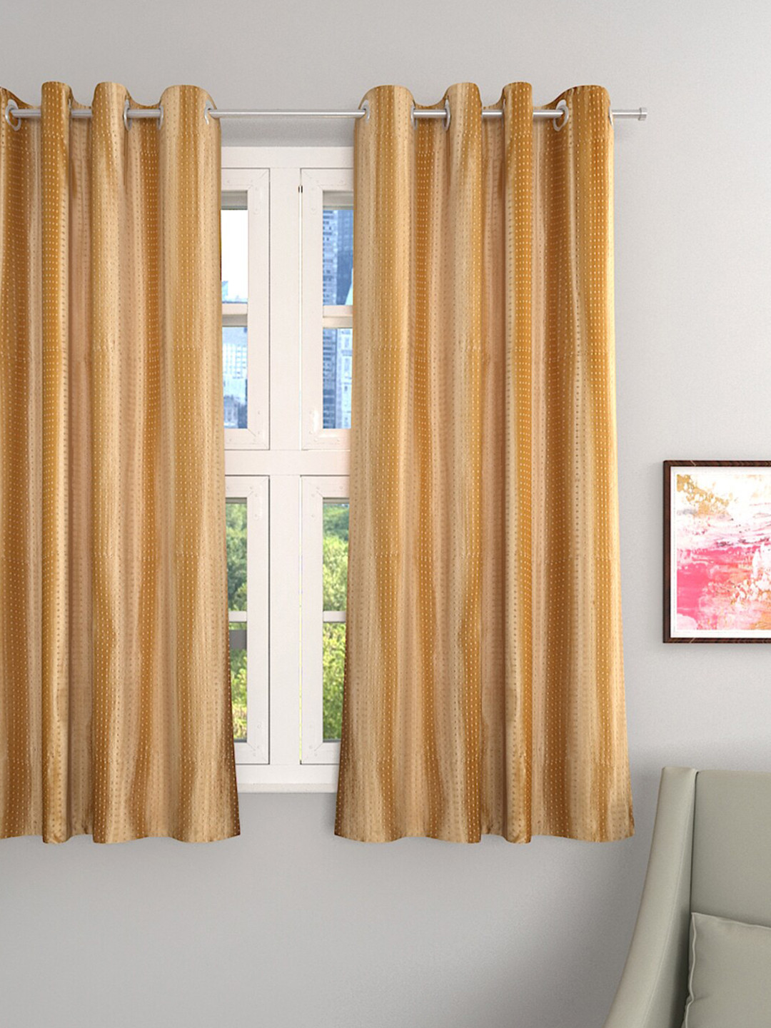 ROMEE Gold Single Room Darkening Window Curtain