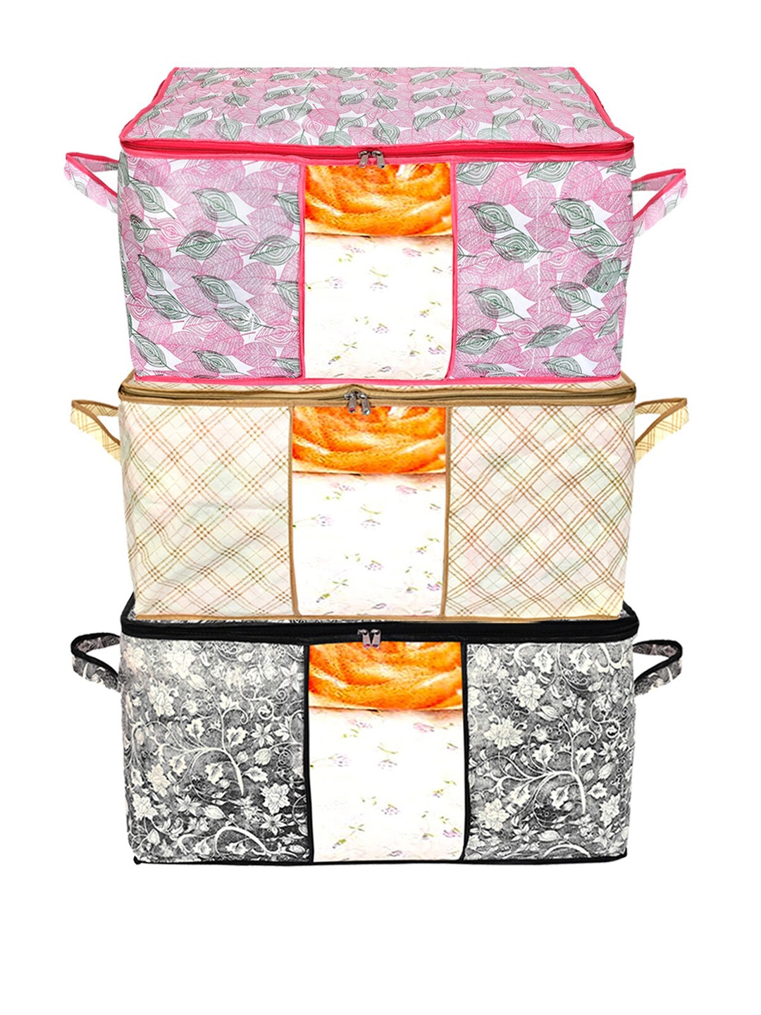 Kuber Industries Set Of 3 Printed Saree Covers