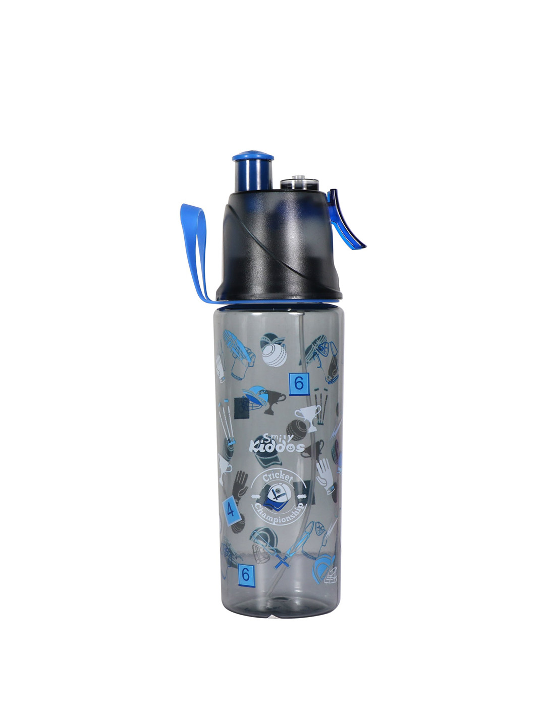 Smily Kiddos Cricket Black Conversational Plastic Spill Proof Sipper - 500ml