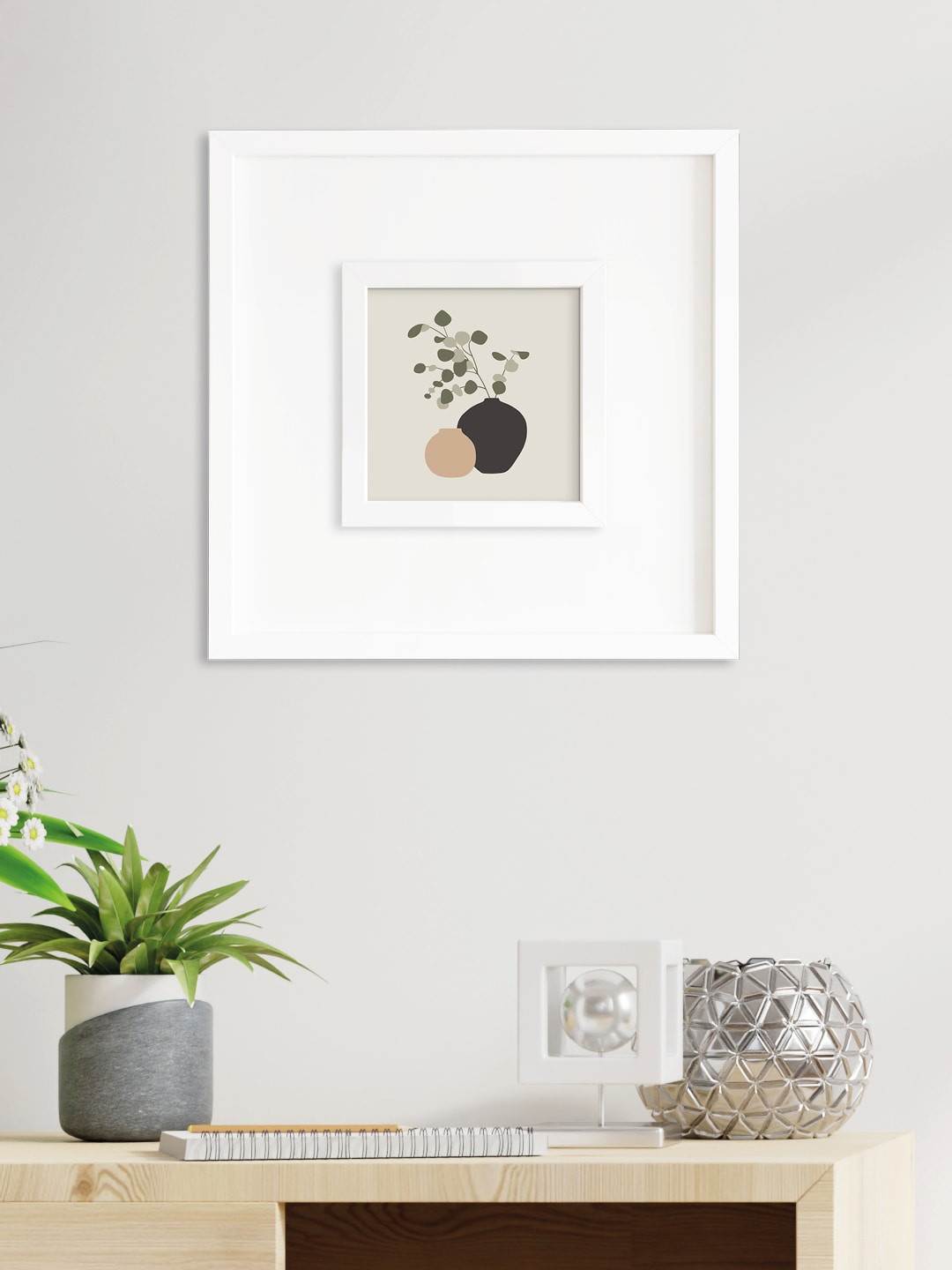 RANDOM Natural Pot Glass Square Paintings Wall Art -12x12In