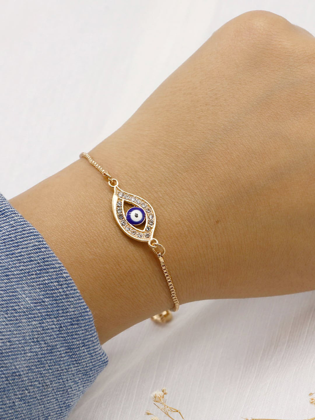 JOKER & WITCH Women Panon Evil Eye Gold Bracelet