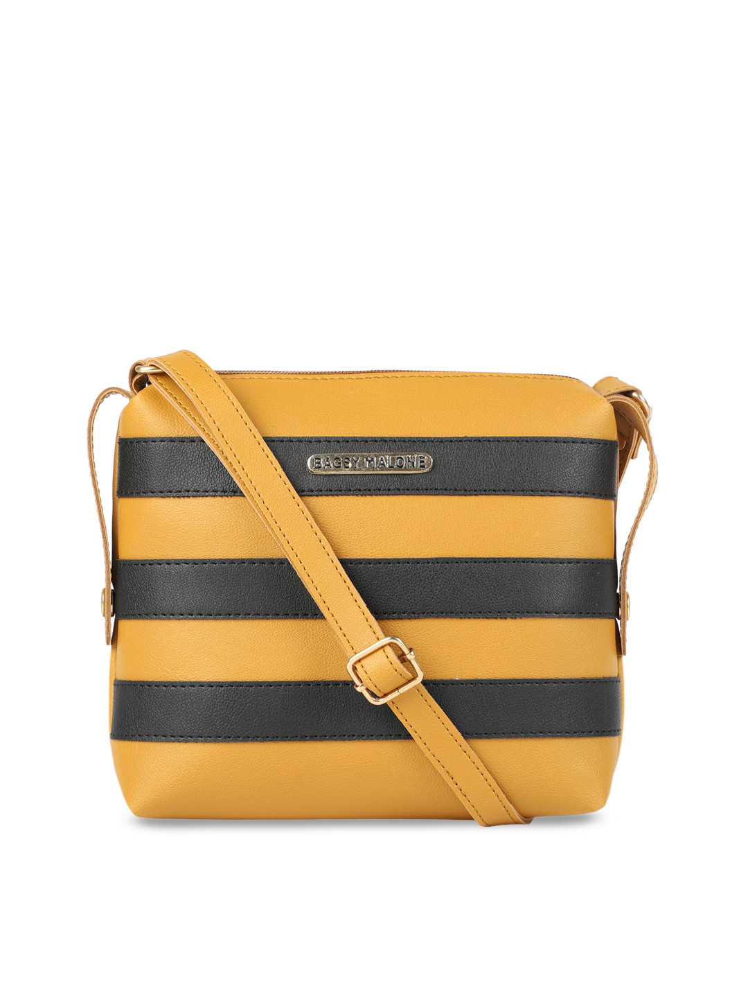Bagsy Malone Walnut Brown & Black Striped Sling Bag