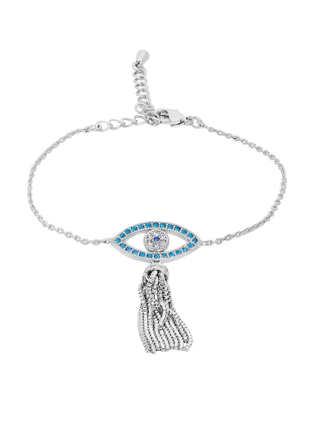 Moon Dust Silver-Toned Evil Eye Charm Strand Bracelet