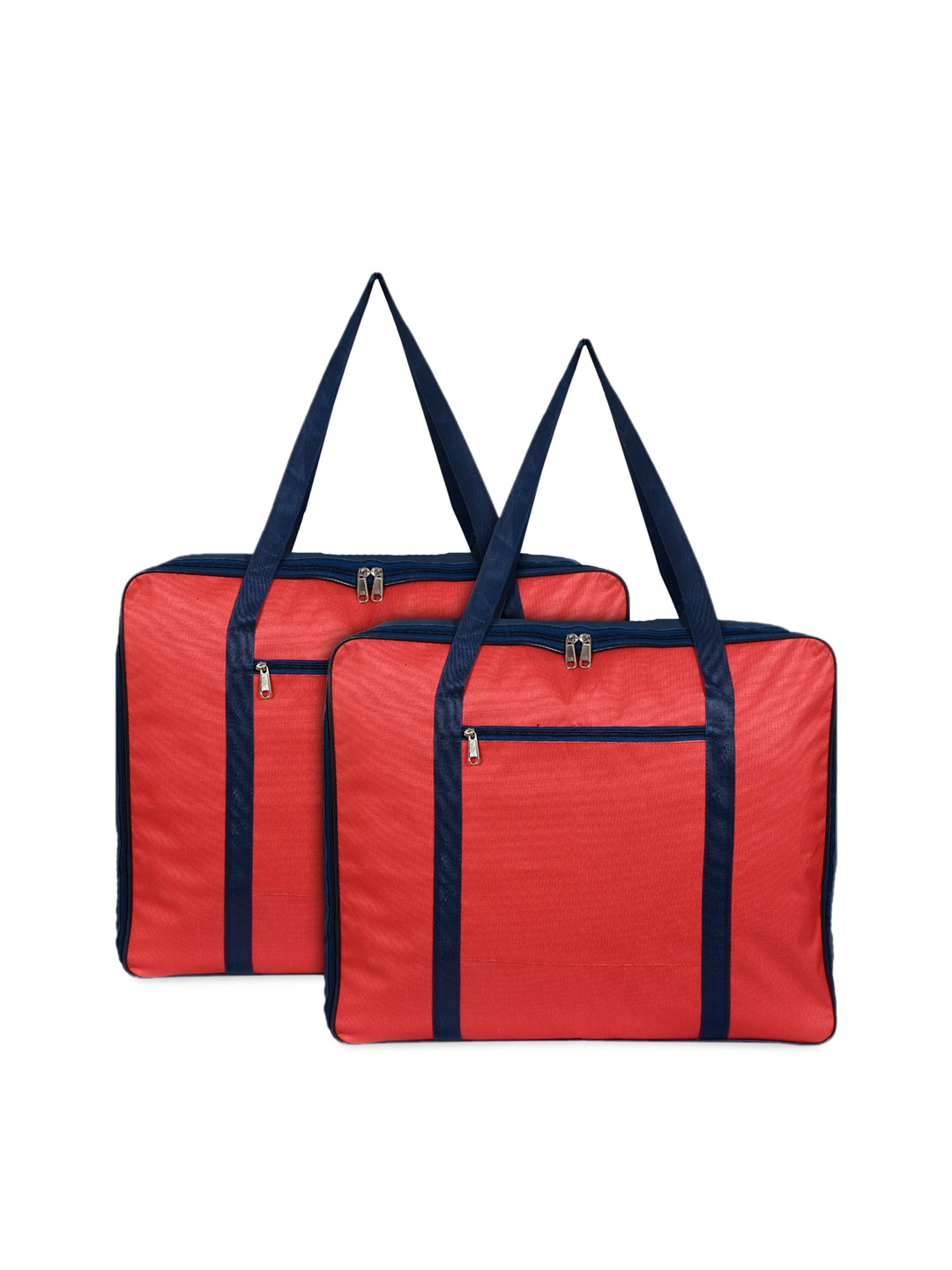 Kuber Industries Set of 2 Blue & Red Solid Foldable Underbed Storage Organisers