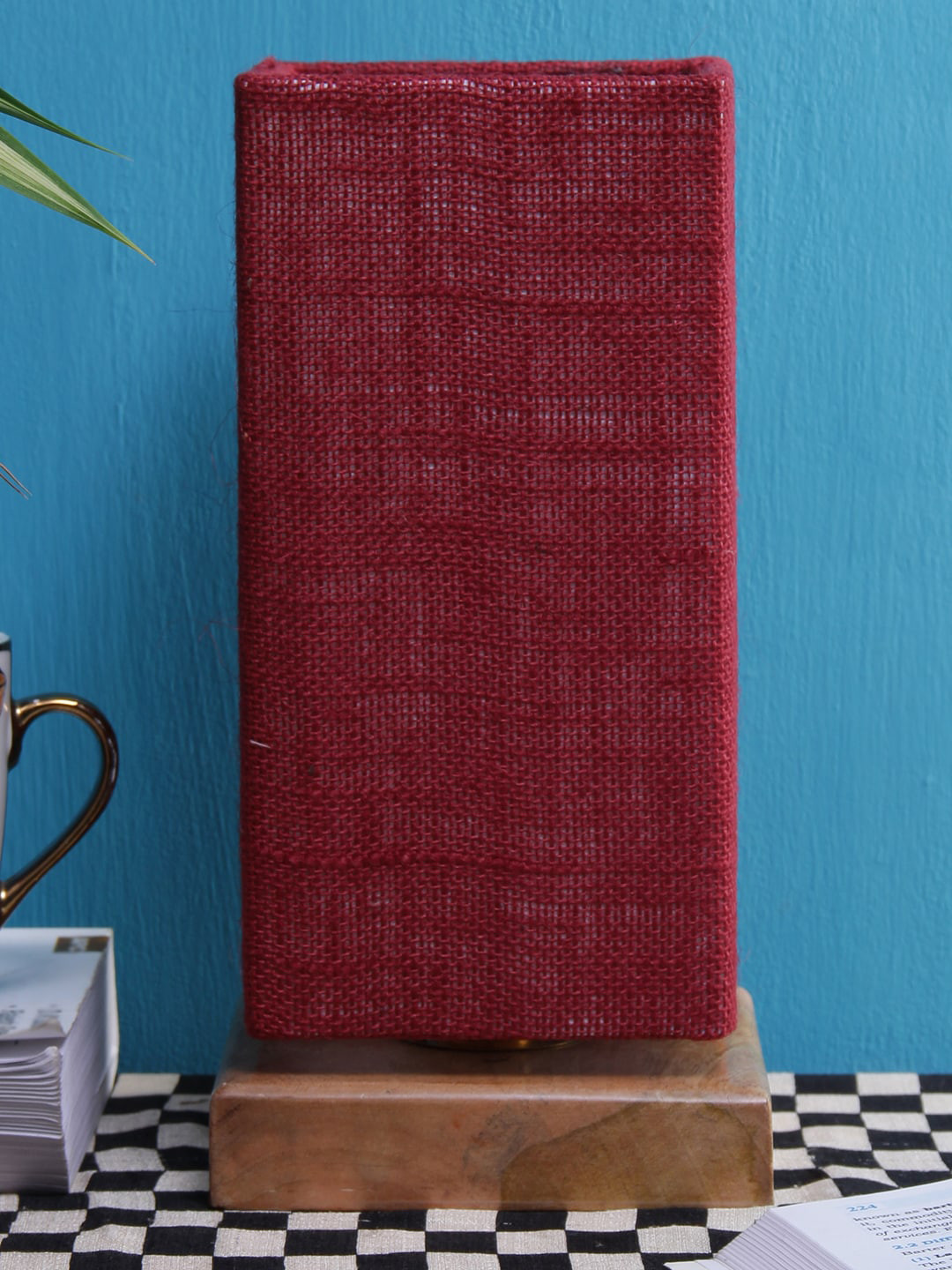 Devansh Rust & Brown Self Design Traditional Column Table Lamp with Shade