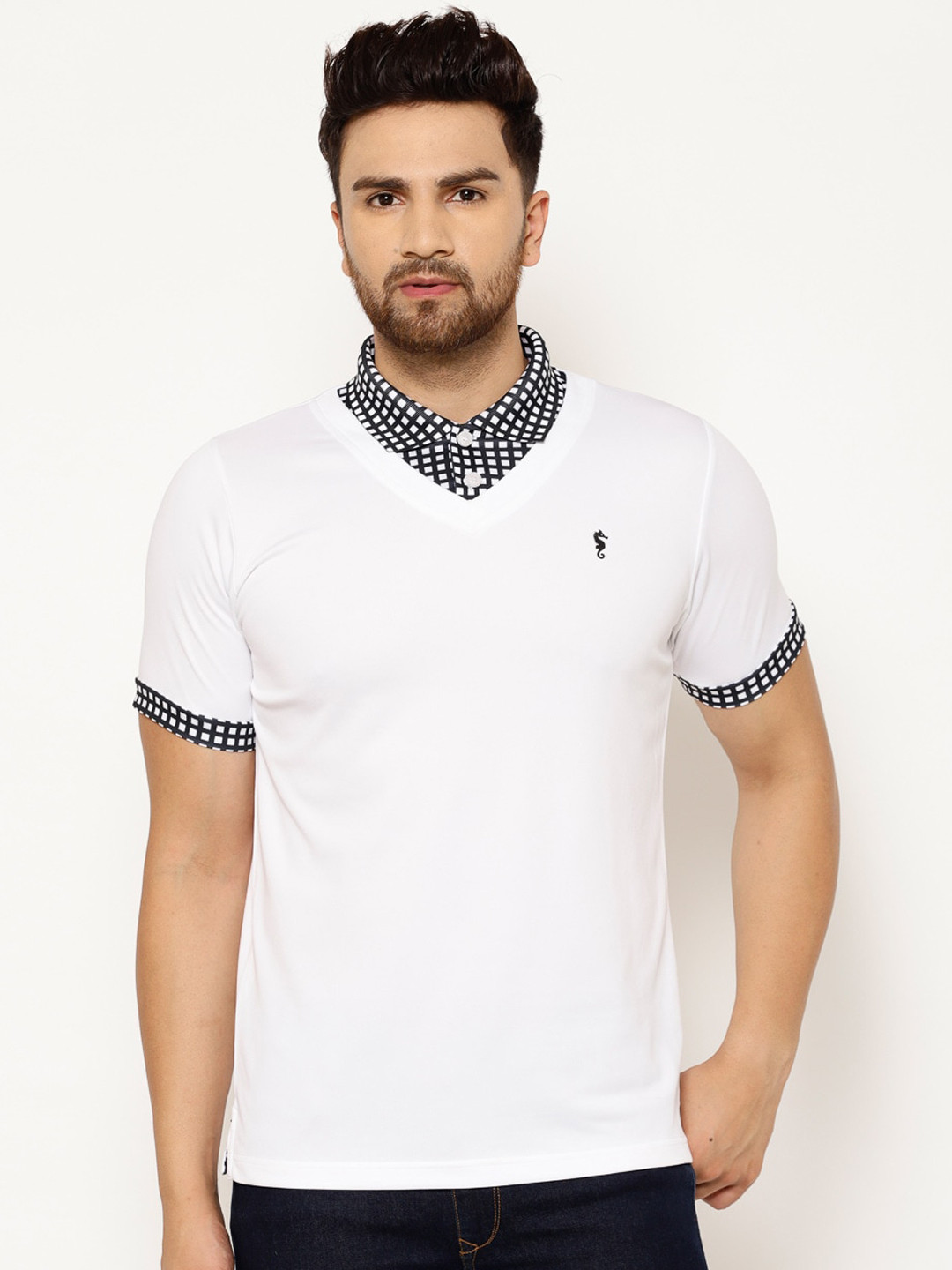 EPPE Men White Solid Round Neck T-shirt