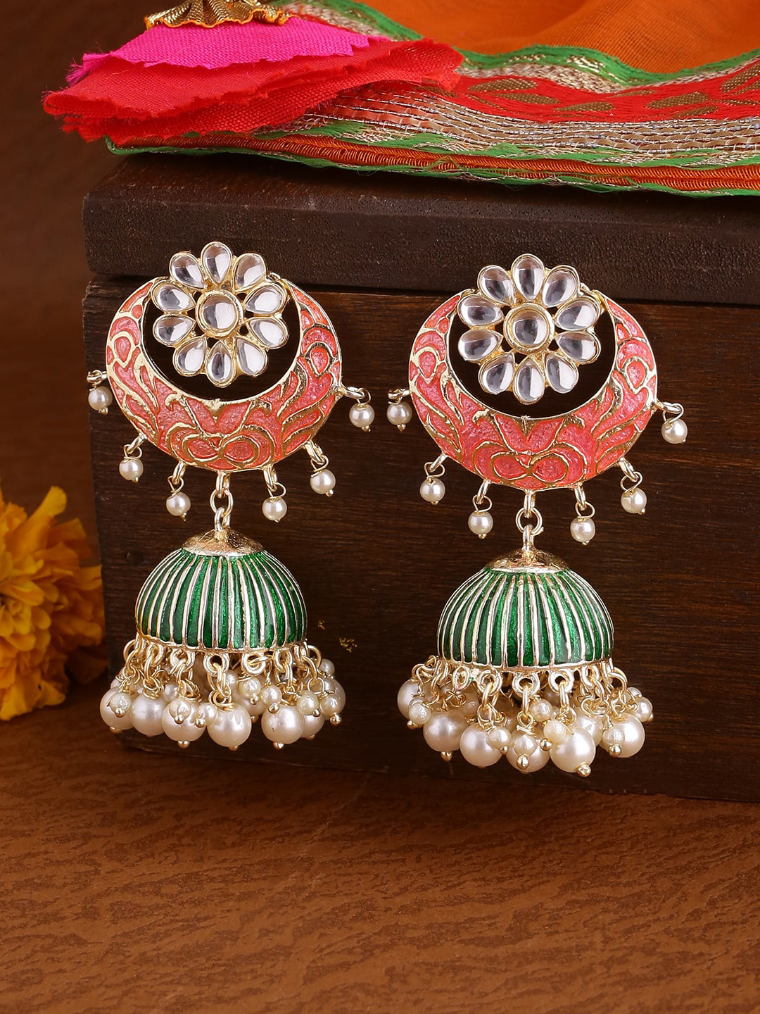 Shoshaa Pink Contemporary Jhumkas