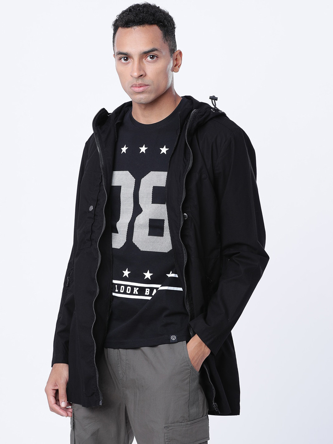 LOCOMOTIVE Men Black Printed Tailored Cotton Jacket